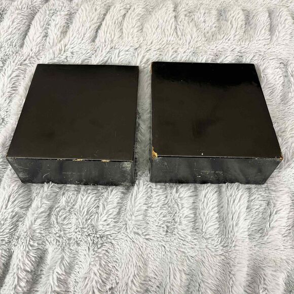 Vintage Bookends Japan Black Lacquer Pagoda Landscape Hand Painted Asian Decor - Picture 5 of 8